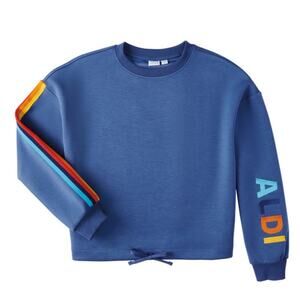 Aldi Gear Blue Pullover Sweatshirt Size Medium, Rainbow Logo